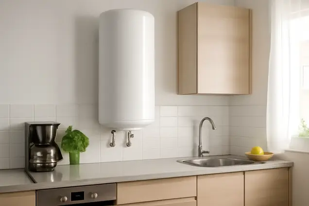Termo Eléctrico Vertical Baxi 80 Litros V 580 Serie 5 instalado en cocina